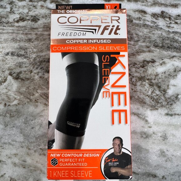 NIB Copper Fit Freedom Copper Infused Compression Knee Sleeve - Size XL - Black - Picture 1 of 6